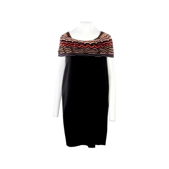 Missoni Black Knit Foldover Multicolor Collar Dress - Picture 5 of 6